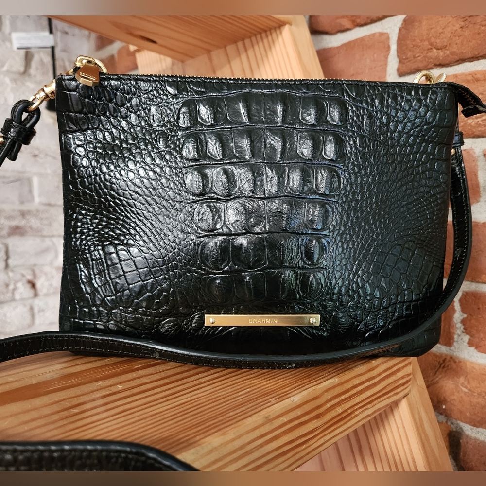 Brahmin Perri Crossbody In Black Leather Gem